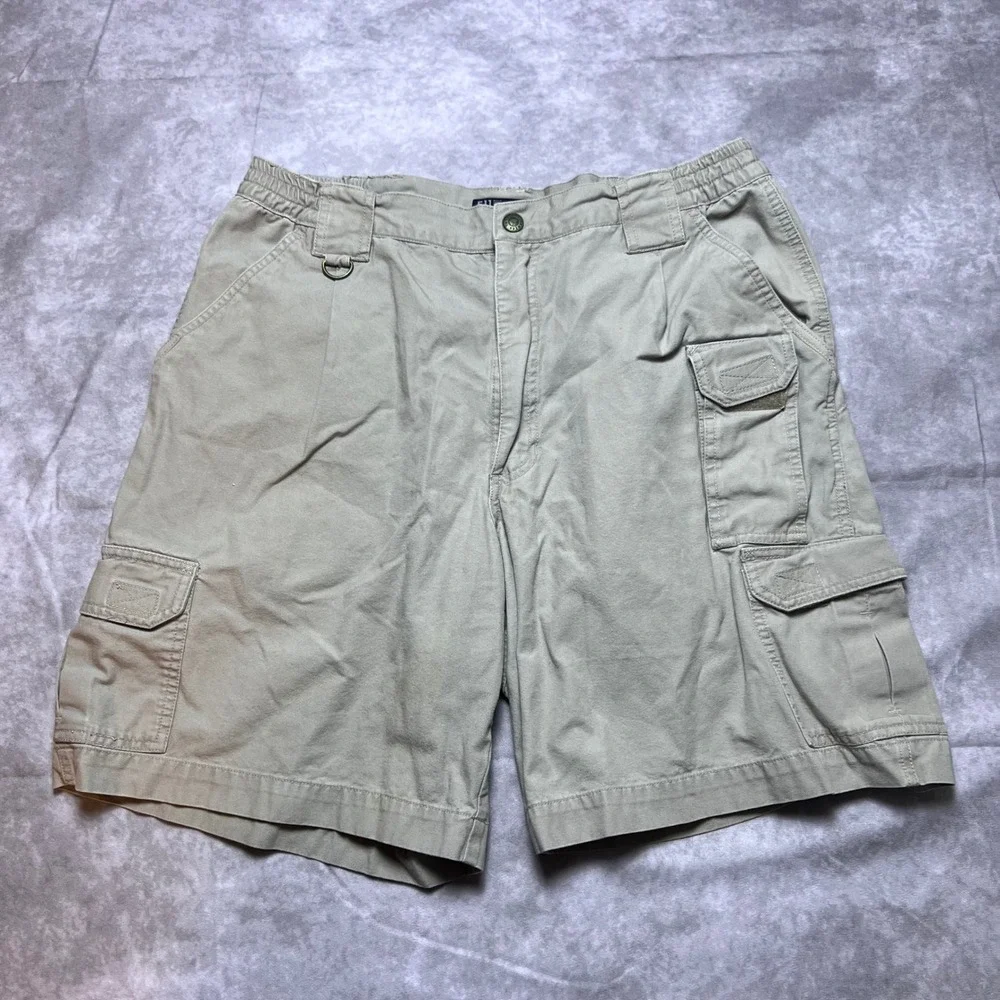 5.11 Tactical Cargo Shorts Mens 36 Khaki Tan Cotton Canvas Utility Work 73285